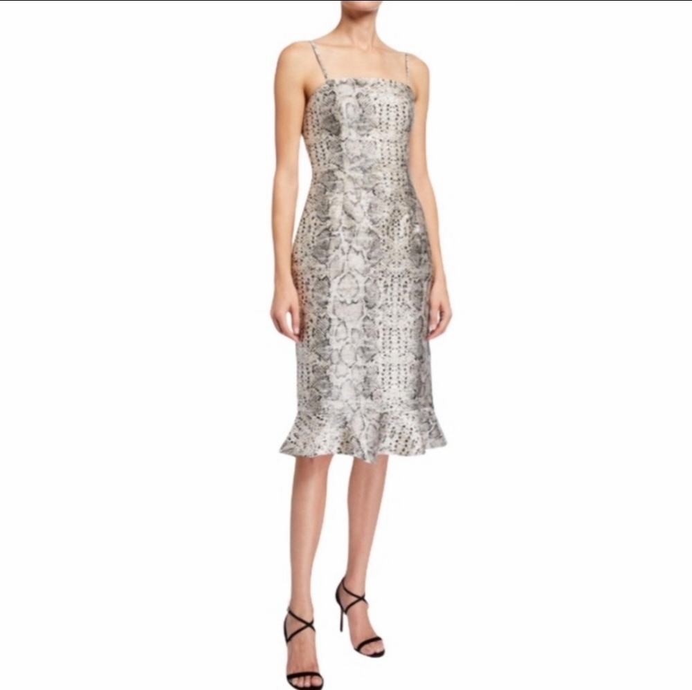 HUTCH Snakeskin Dress Spaghetti Straps Ruf…